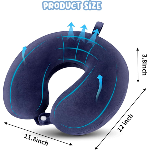 Rejsepude Nakkepude Memory Foam Rejsepuder Hovedstøttepude til fly Tog Bil Kontorrejser Essentielle flypuder til en lang tid Navy Blu Navy Blue One Size