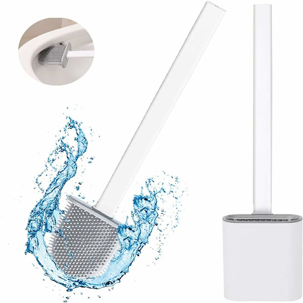 Silicone Toilet Brush Bathroom Toilet Brush with Quick Dry Holder