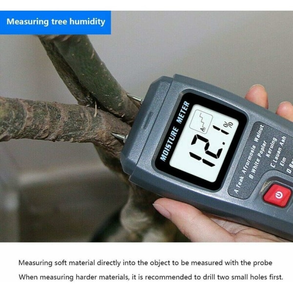 Wood Moisture Meter, 2 Pin Digital LCD 0.5% Accurate 0-99.9% Moisture Detector Tester for Firewood - Not Include Batteries
