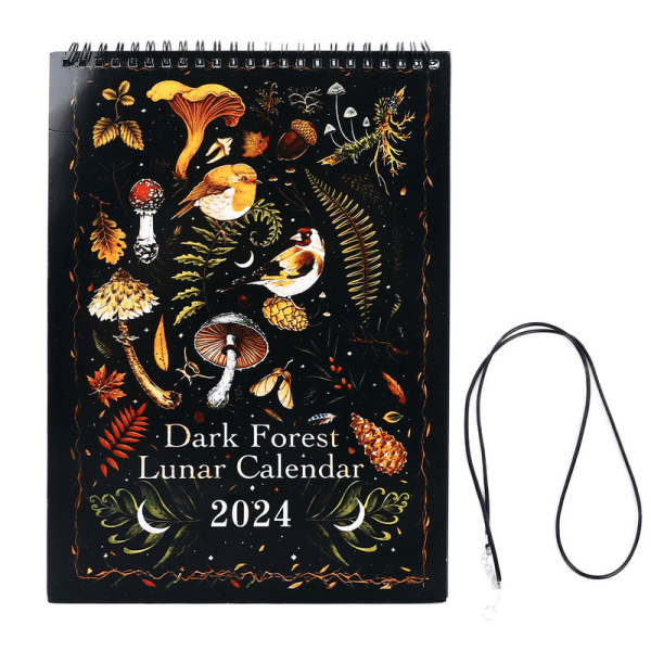 【Lixiang Store】 2024 Lunar Calendar Dark Forest -päällystetty paperikalenteri kaulanauhalla Black