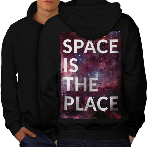 Space is The Place Menn BlackHoodie Tilbake | Wellcoda CMK Black 2X-Large