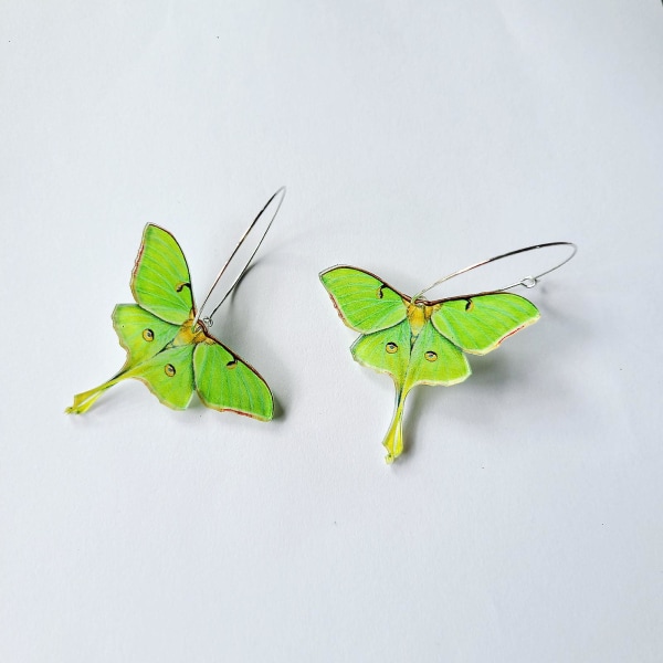 Moth øredobber for kvinner jenter Søt grønn akryl sommerfugl bøyle