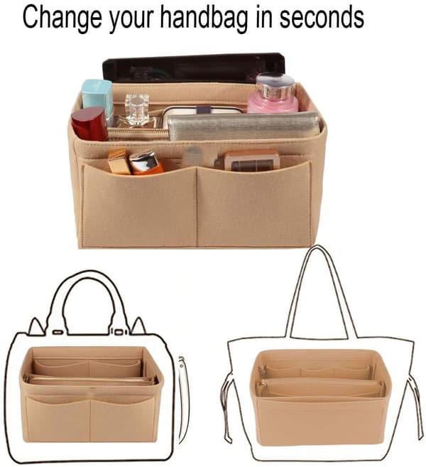 Organizer Handväska, Multifickor Filt Handväska,26*13*16Cm