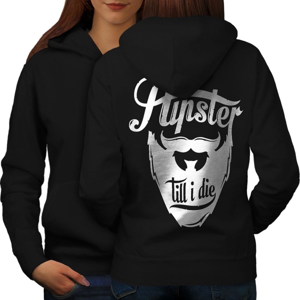 Hippie Beard Vintage Kvinder BlackHoodie Back | Wellcoda CMK Black X-Large