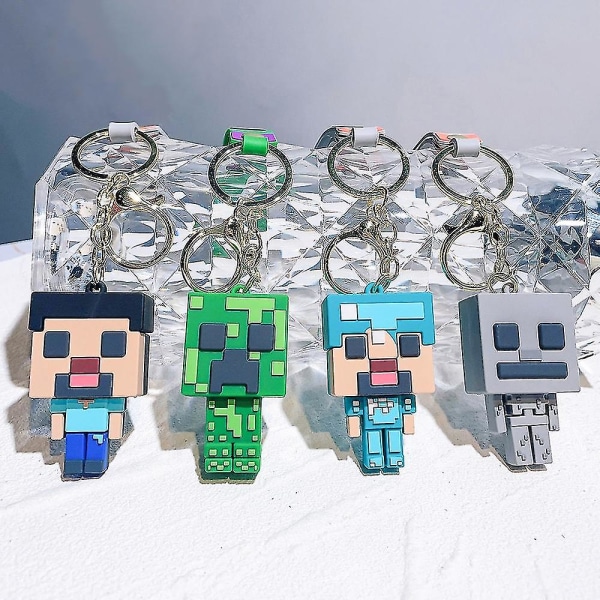 【Tricor-butikk】 New Creativity My World 3d Sandbox Game Nøkkelring Minecraft Par Nøkkelring Bag Anheng Cos Action Figur