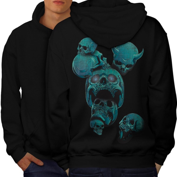 Evil Metal Creepy Skull Menn BlackHoodie Tilbake | Wellcoda CMK Black 4X-Large