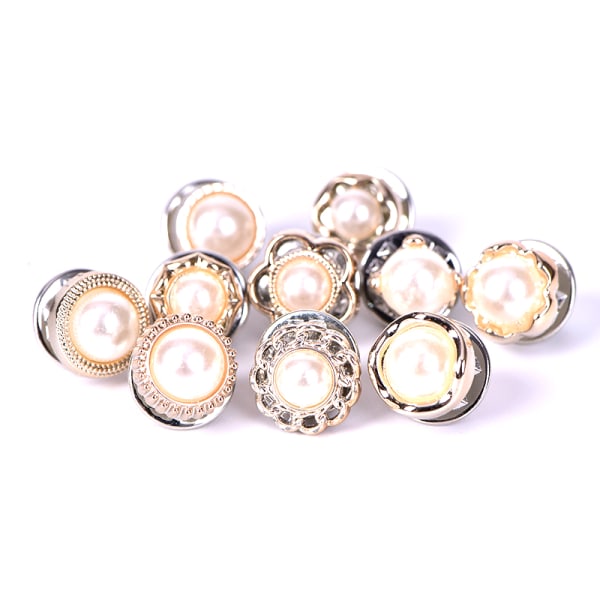 10 st/ sett Mini Perleblomst Krystall Broschknappar pearl