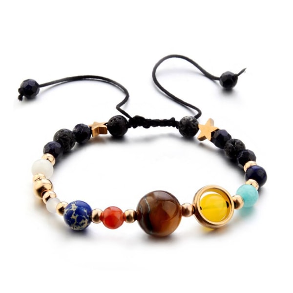 Solar System Bracelet Adjustable Elastic Colorful Environmentally Friendly Colorfast Beaded Bracelet for Men Women