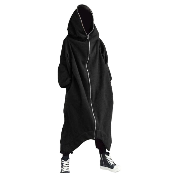 Unisex långärmad huva Nazgul långjacka med dragkedja Black XL