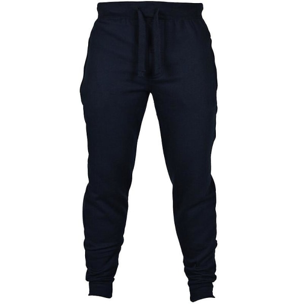 Men's Drawstring Solid Color Sweatpants Navy Blue 2XL