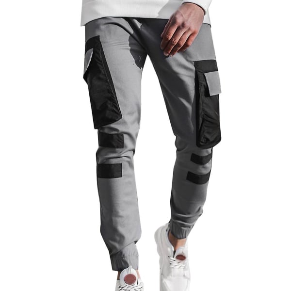 Men's Colorblock Cargo Jogger Pants Gray 3XL