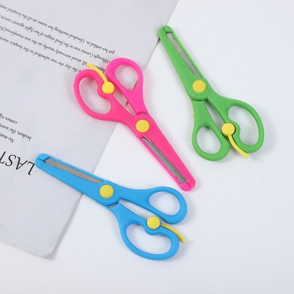 3PC barns liten saks Student Plast Candy Safety Small scissors mixed color