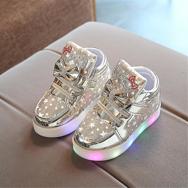 Children's Casual Shoes with Velcro Flashing Lights Pink 30