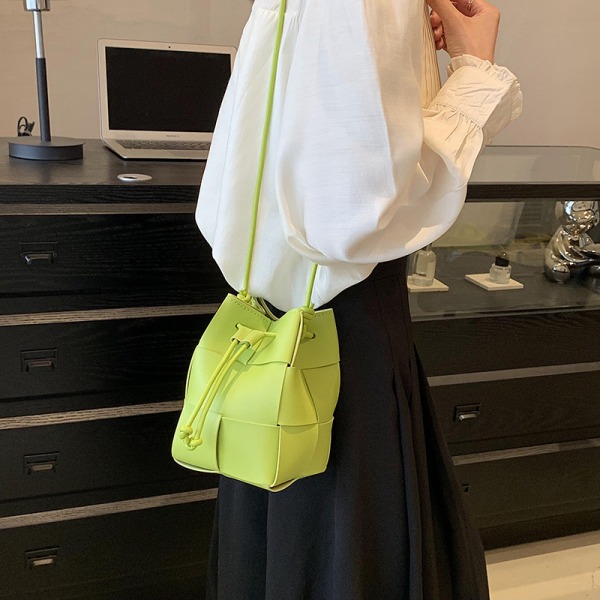 Håndvævet Bucket Bag Simpel skuldertaske Mini telefontaske green