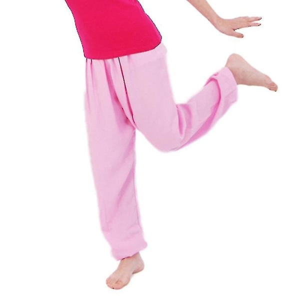 Børn Dreng Pige Almindelig Løse Lange Bukser Yoga Dancing Bloomers Aladdin Bukser CMK Pink 8-9 Years