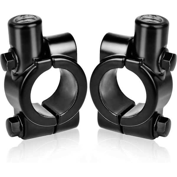 2 stk motorsykkelspeilholder for 22 mm styrefeste - for 10 mm sidespeil, aluminium (svart)