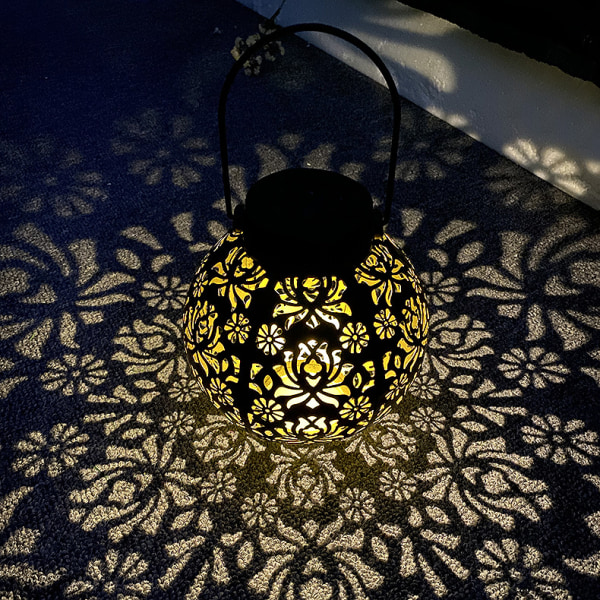 Stort hængende solcelle LED lanterne udendørs lys metal vandtæt