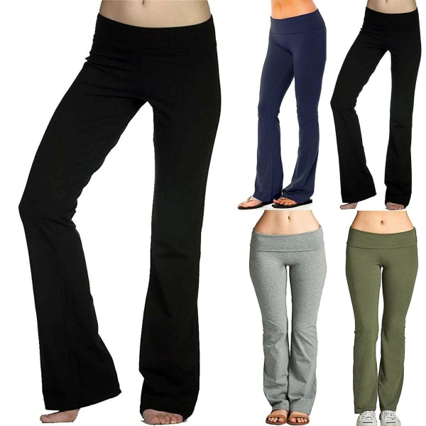 Stretch Yoga Leggings for kvinner Fitness Løpe Gym Full lengde Sports Active Pants CMK Black M