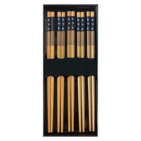 10x Ätpinnar i Bambu - Blå/Vit black