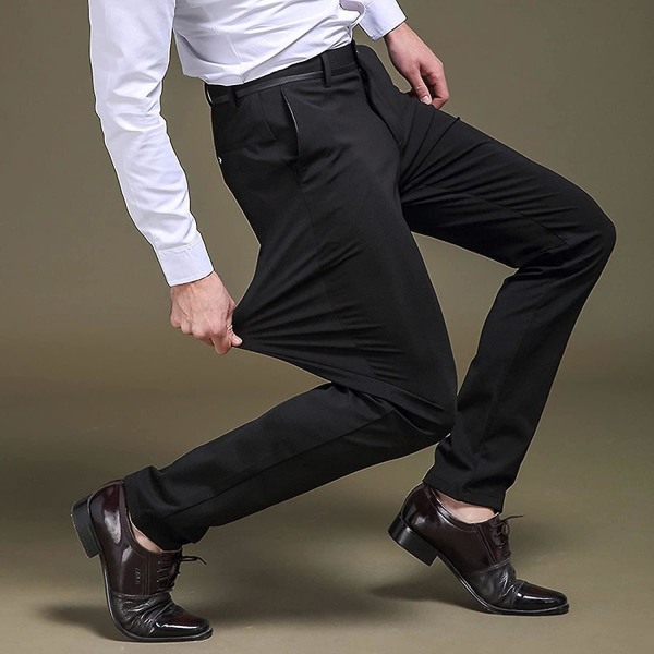 Men's Casual High Waist Stretch Pants Black 30