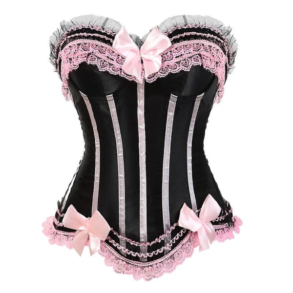 S-6xl Women's Sexy Corset, Corset and Skirt Set Black White 3XL