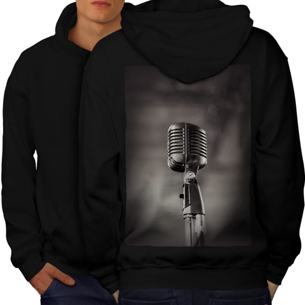 Klassisk mikrofon mænd BlackHoodie Back | Wellcoda CMK Black 2X-Large