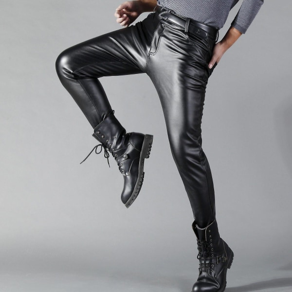 Men's Leather Pants, Skinny Stretch PU Leather Pants 28