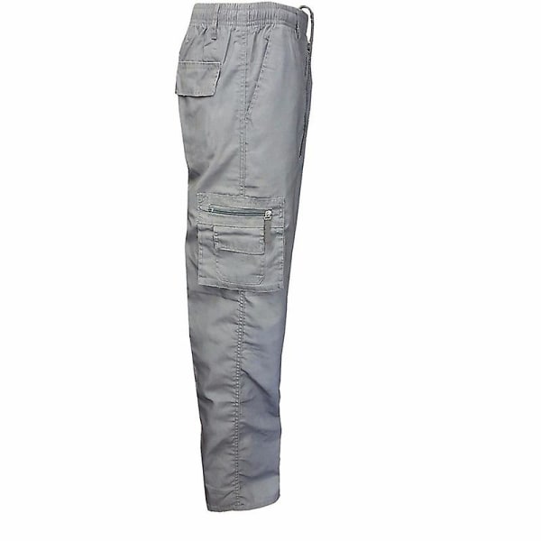 Men's Plain Color Cargo Straight Pants Grey XL