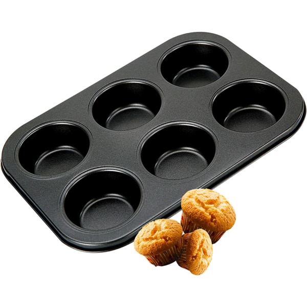 6 muffinipannua, muffinipannu 6 muffinsille, teräksinen muffinipannu hyvällä tarttumattomalla pinnoitteella, minimuffinssipannu Optimaalinen lämmön jakautuminen - 26,5 cm x 18,5 cm