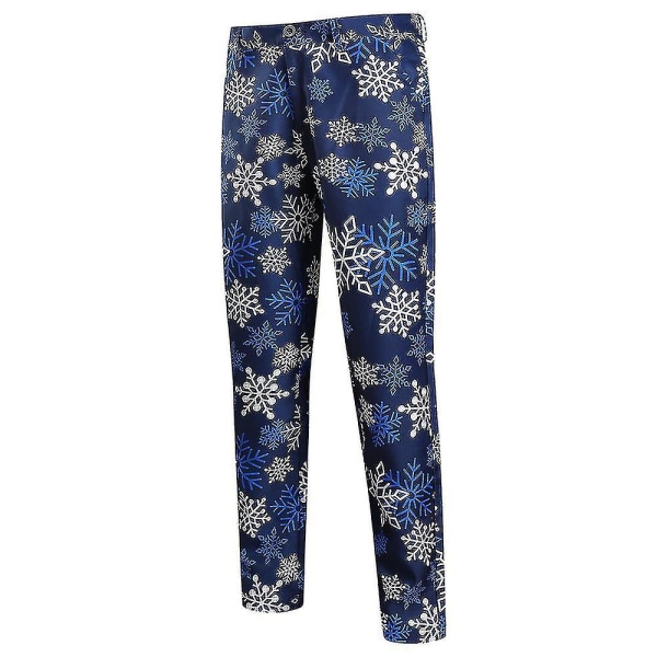 Men's Christmas Print Suit Pants Blue XL