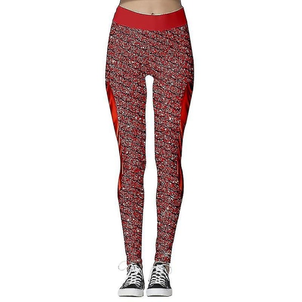 Fg-kvinner juleleggings Løpeyogabukser Stretchbukse CMK Red L