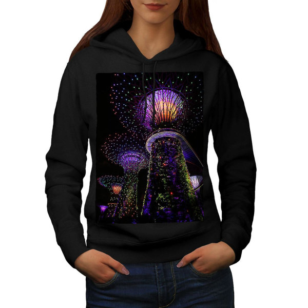 City Tree Night Women BlackHoodie | Wellcoda CMK Black X-Large