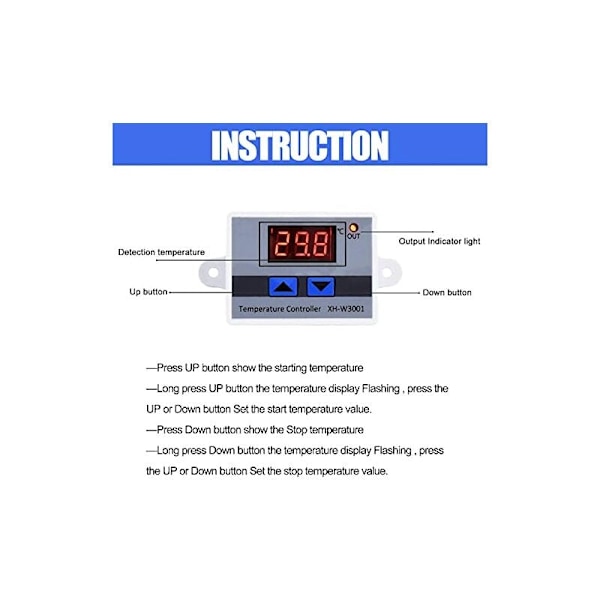 220V Digital Termostat Temperaturregulator Kjøling og Oppvarming Kontrollert
