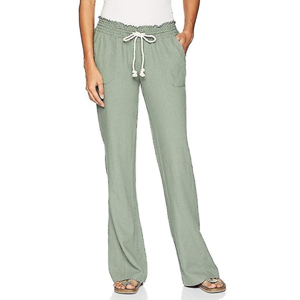 Women's Cotton Linen Pants Beach Pant CMK green M
