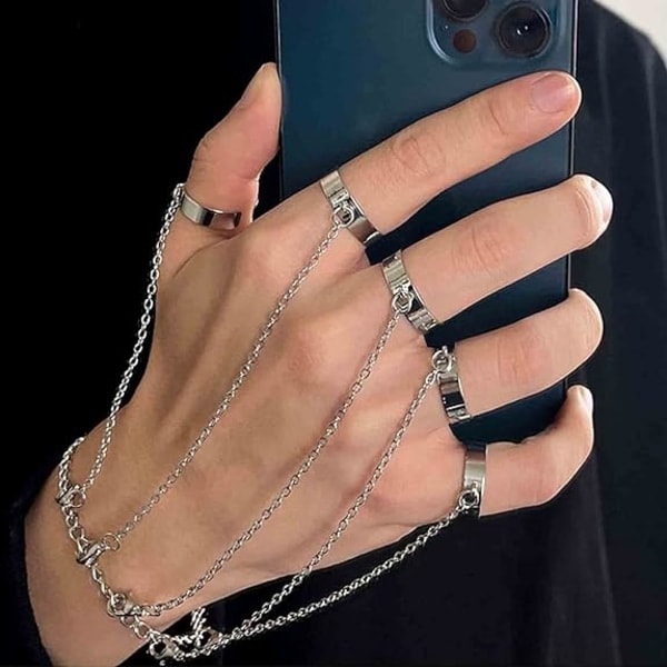 Boho flerlags fingerringarmbånd sølv slavearmbånd vintage T