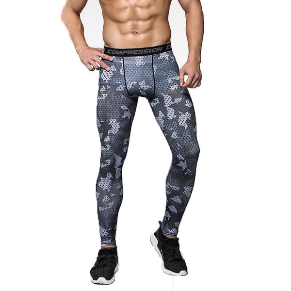 men's fitness sports leggings Grey And Black Plaid 2XL