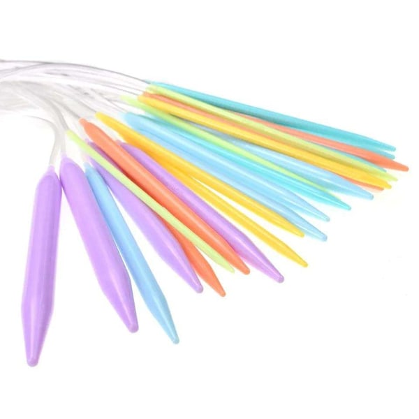 12 kpl Muoviset puikot 80 cm, Pyöröpuikot, Työkalut neuleprojekteihin, monivärinen Multicolor one size