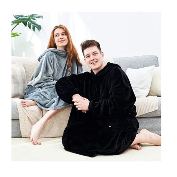 Par hjemme flanell fortykket varm nattkjole i ett stykke grey