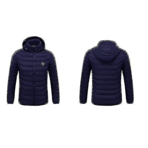 Oppvarmet jakke, Vinter Utendørs Varm Elektrisk Oppvarming Coat, 8 varmesoner CMK Blue 2XL