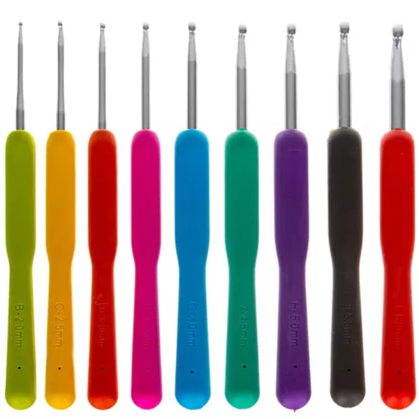 Komplett heklesett med 86 deler i oppbevaringsveske, flerfarget multicolor