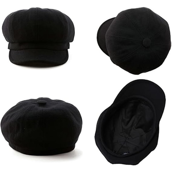 Svart Stretch Visir Beret for Kvinner, One Size