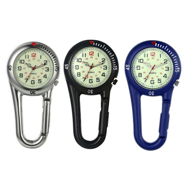 Klippbar Karabinkrok Lysende Fob Digital Sportsklokke for Leger Sykepleiere Vandrere Fg Blue