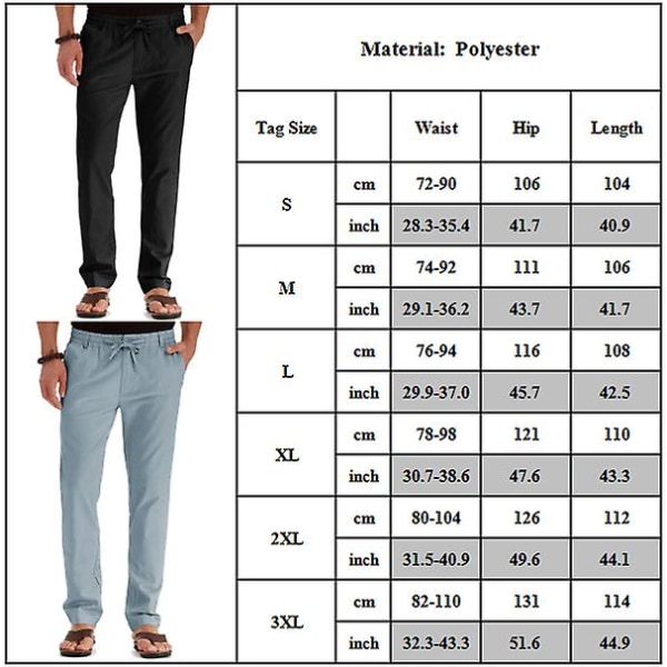 Men's Elastic Waist Drawstring Solid Color Trousers Dark Blue 2XL