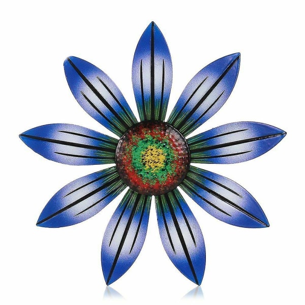 Metal Flower Wall Art Hængende Ornament Have Decor Håndværk blå
