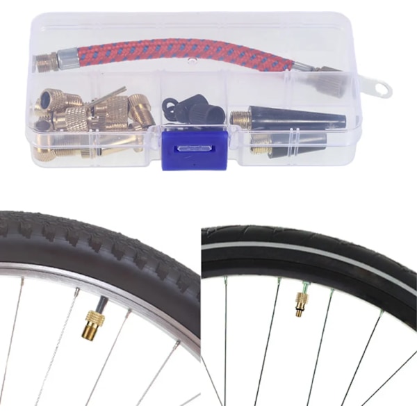 Cykelventiladaptersæt 21 dele ventiladapter til kompressor cykelpumpe luftpumpe cykelpumpetilbehør til DV AV SV