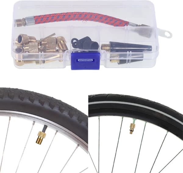 Cykelventiladapterset 21 delar ventiladapter för kompressor cykelpump luftpump cykelpumpstillbehör för DV AV SV