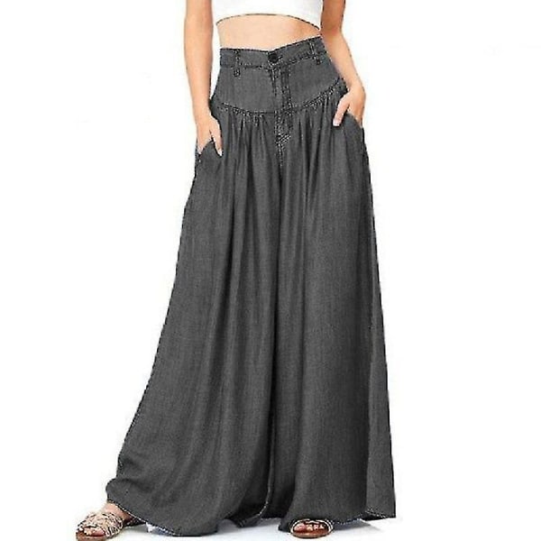 Kvinners overdimensjonerte uformelle bukser med vidde ben Black XL