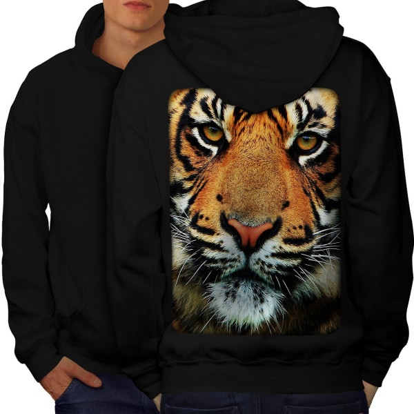 Tiger Face Nature Animal Mænd BlackHoodie Back | Wellcoda CMK Black Large