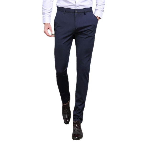 Men's Casual High Waist Stretch Pants blue 30