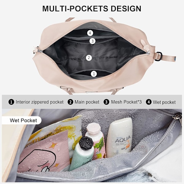 Sportresor Duffle Bag Stor gymväska för kvinnor, Weekendväska Bärväska för flygplan, Dam Beach Bag Overnight Bag